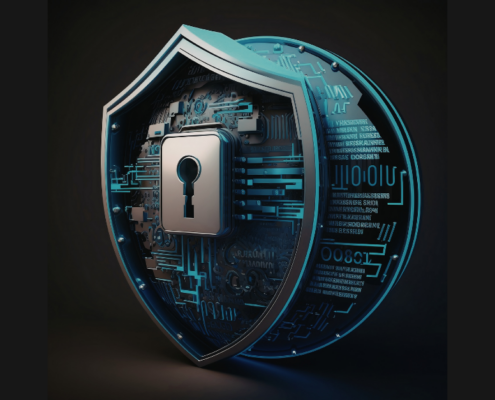 An image of shield with a lock demonstrating adaptive defense.